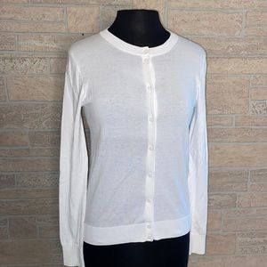 J Crew White Cardigan Button Up Sweater Small